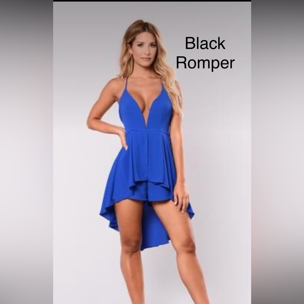 Fashion Nova Electric Lightning Romper - BLACK Size: X-Small